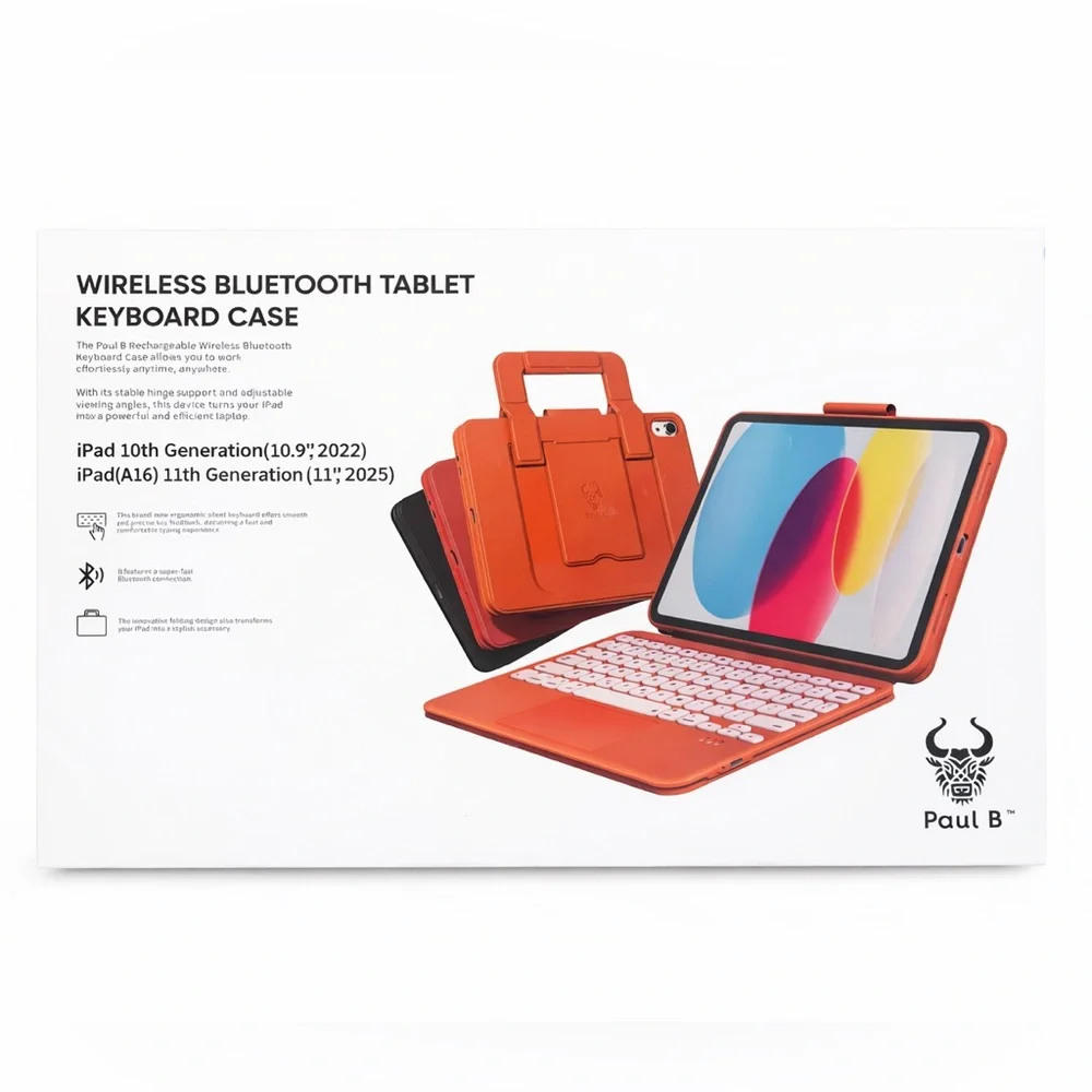 PAUL B Wireless Bluetooth Tablet Keyboard Case (Black) • NEW IN UNOPENED BOX